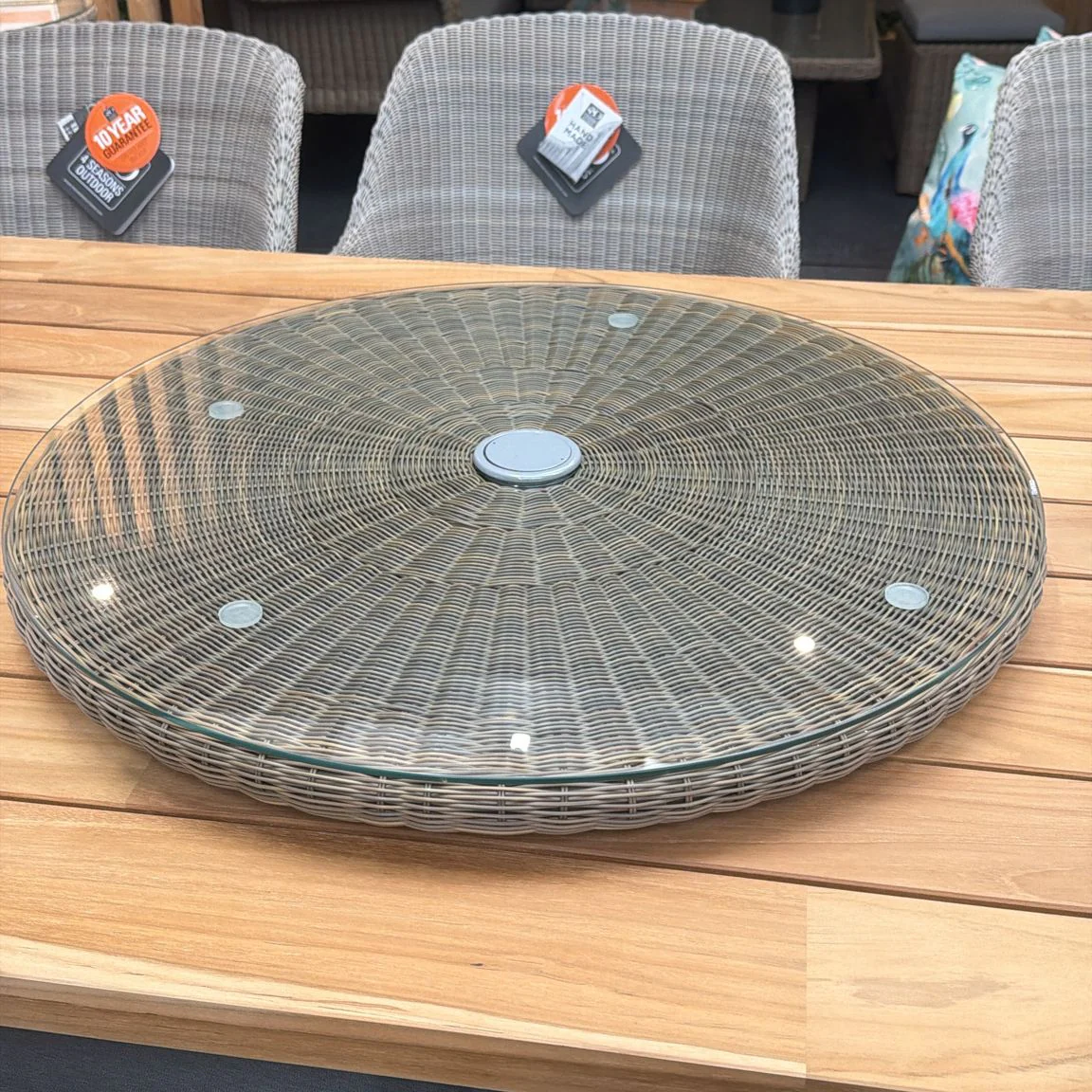 4 Seasons Outdoor Rattan Taupe Lazy Susan – 70cm (With Parasol Hole)