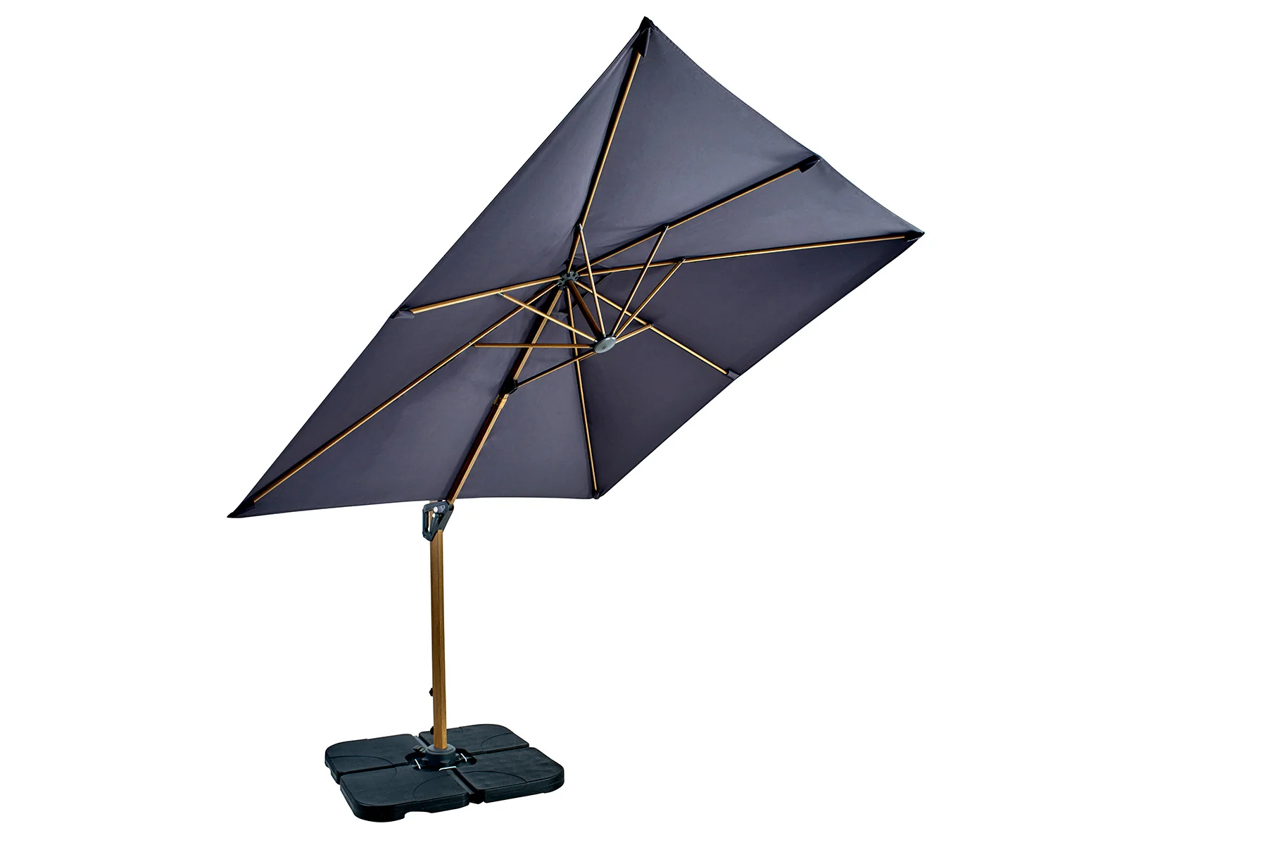 Aegean 2.5m Square Cantilever Parasol in Dark Grey with Base | Hartman - Image 3