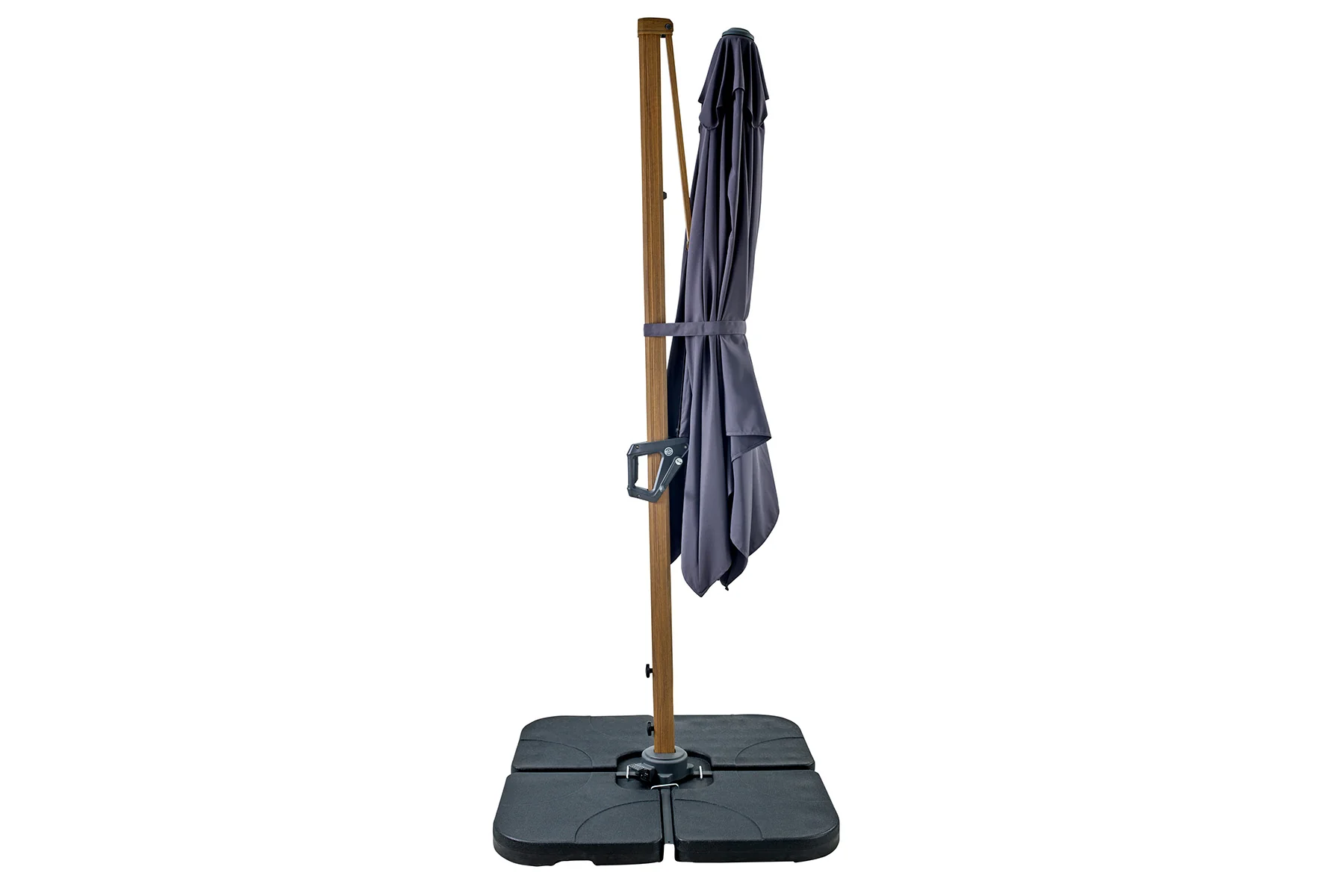 Aegean 2.5m Square Cantilever Parasol in Dark Grey with Base | Hartman - Image 7