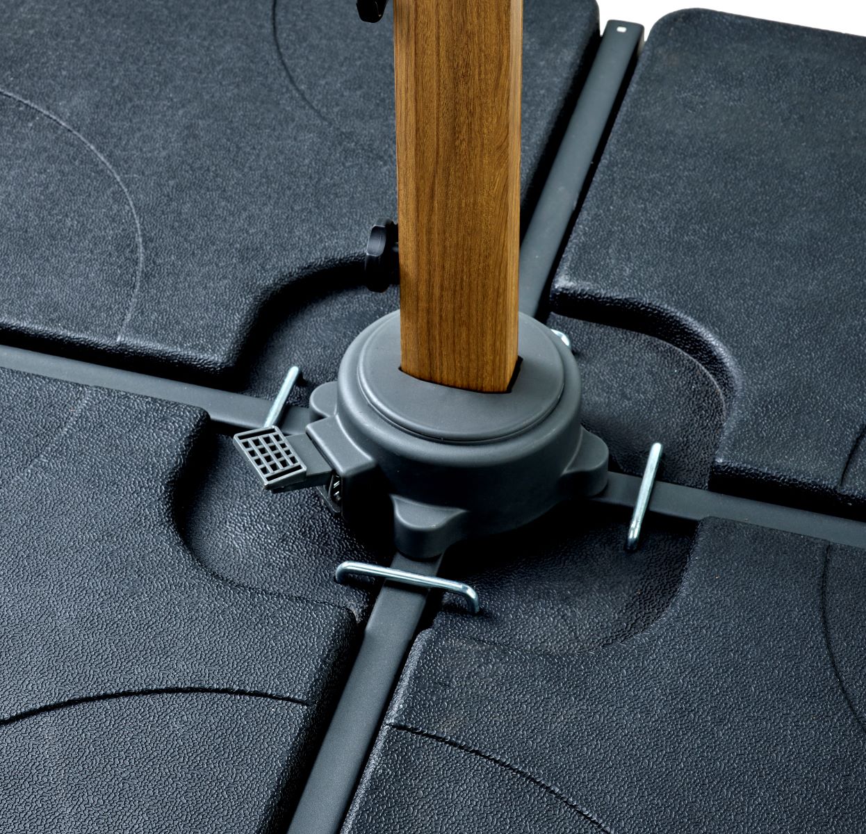 Aegean Square Cantilever Parasol in Juniper with Base | Hartman - Image 3