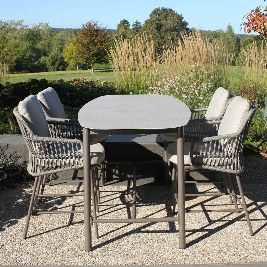 Alicante 4 Seat Bar Dining Set with Manolo Table in Terre | 4 Seasons Outdoor - Image 2