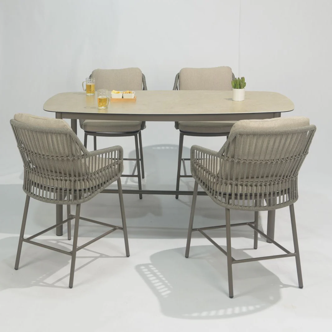 Alicante 4 Seat Bar Dining Set with Manolo Table in Terre | 4 Seasons Outdoor - Image 3
