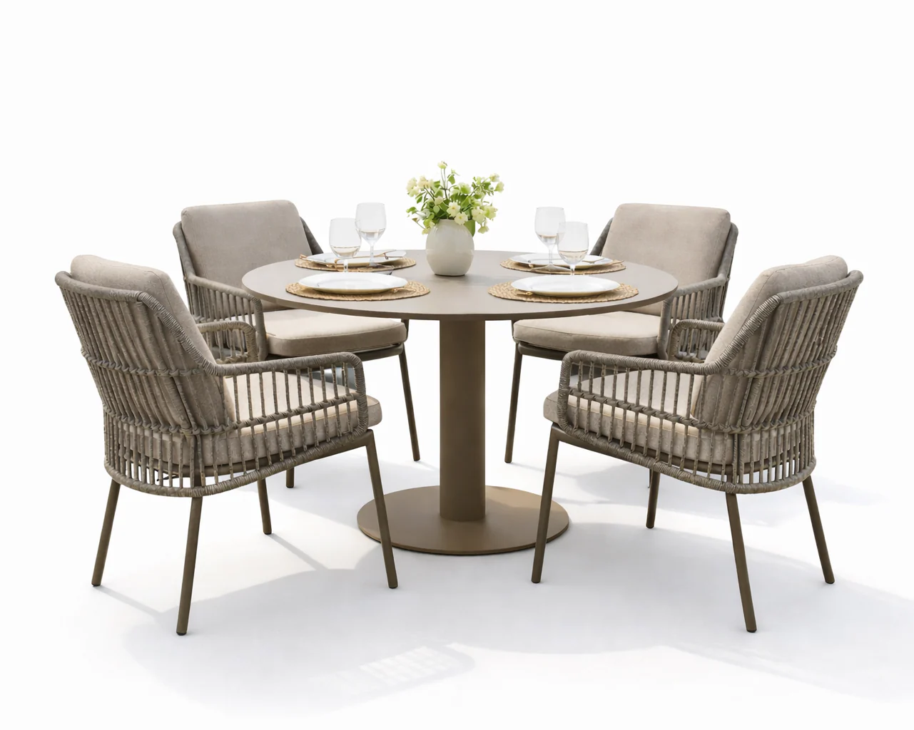 Alicante 4 Seat Dining Set with Sarah Table in Terre | 4 Seasons Outdoor - Image 2