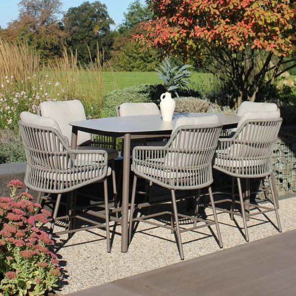 Alicante 6 Seat Bar Dining Set with Manolo Table in Terre | 4 Seasons Outdoor - Image 2