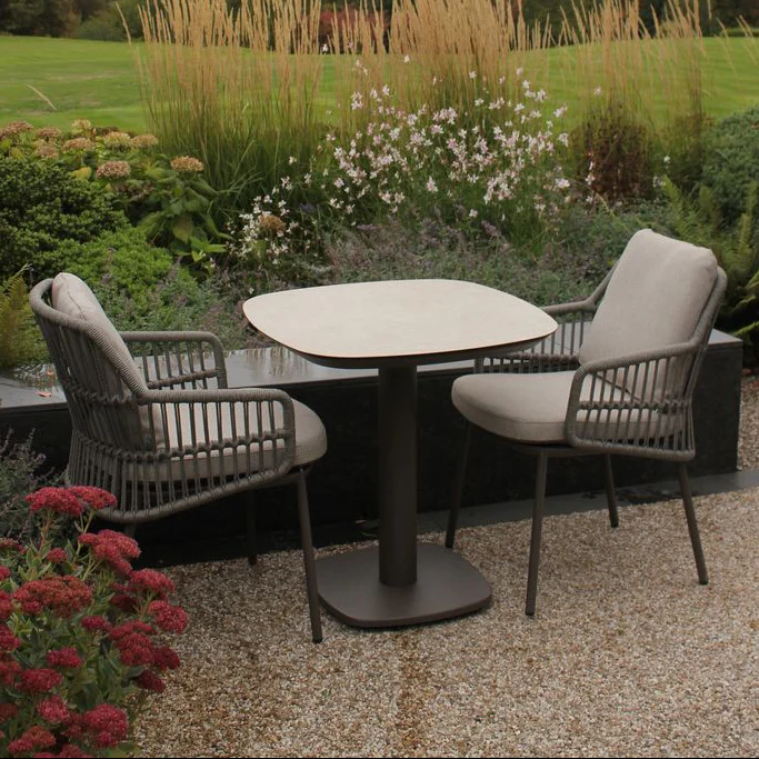 Alicante Bistro Set with Manolo Table in Terre | 4 Seasons Outdoor