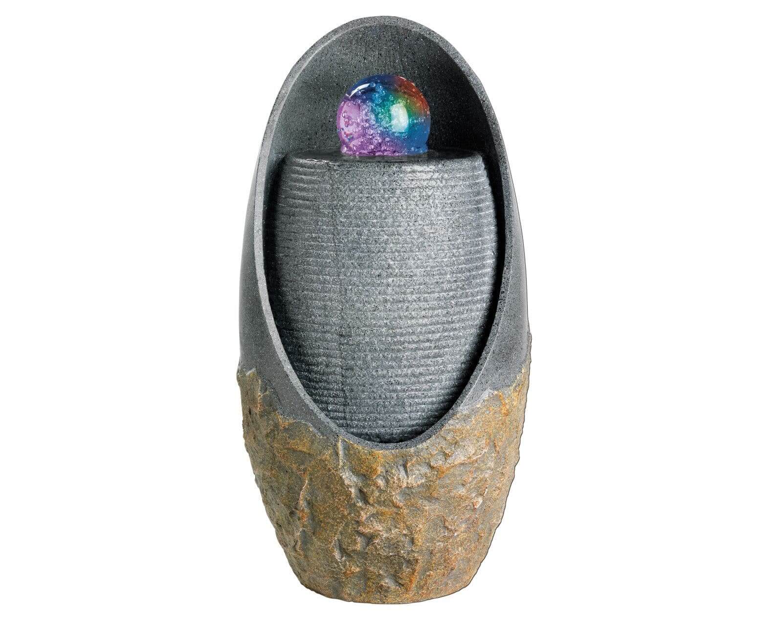 Alimos Colour Changing Oval Water Feature with Fountain - No Plumbing Required - Image 3