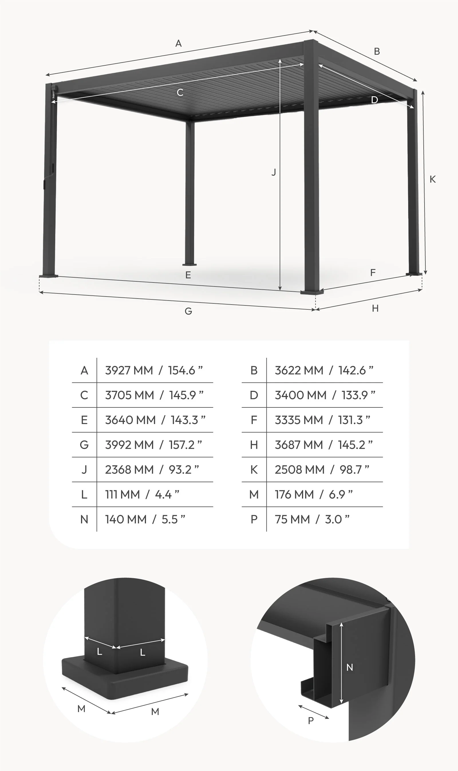 Titan Pergola, Strong Aluminium (Not Steel) - 3.6m x 4m | Nova - Image 3