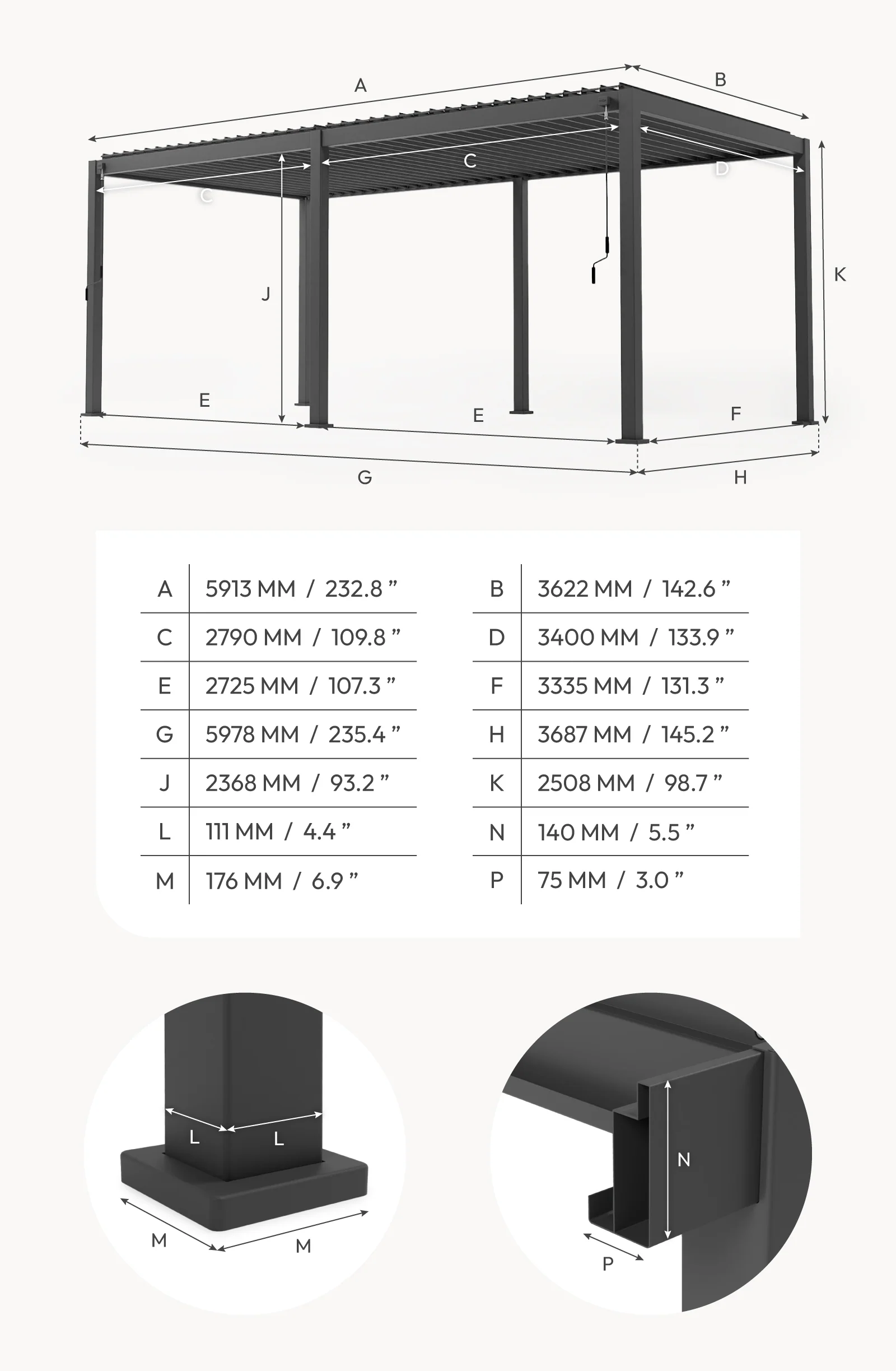 Titan Pergola, Strong Aluminium (Not Steel) - 6m x 3.6m | Nova - Image 12