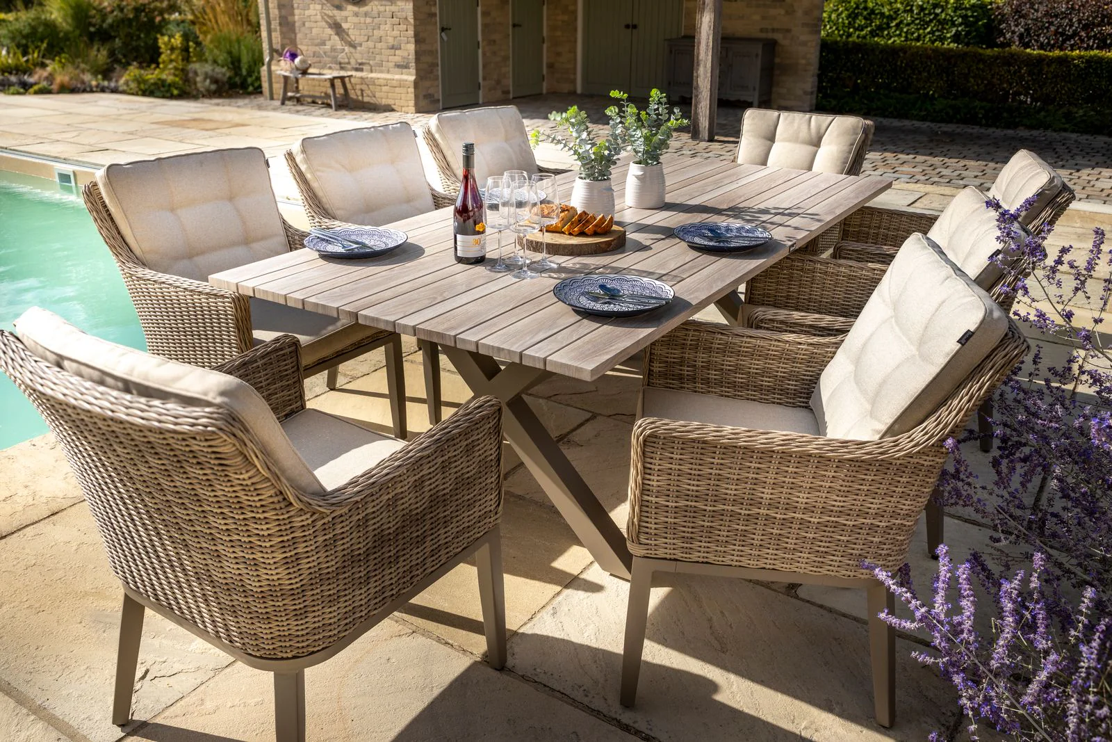 Arley Outdoor 8 Seat Rectangular Dining Set | Hartman - Image 3