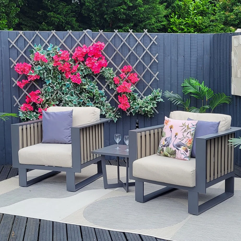 Bologna Outdoor Bistro Set With Ivy Side Table | Garden Impressions - Image 2