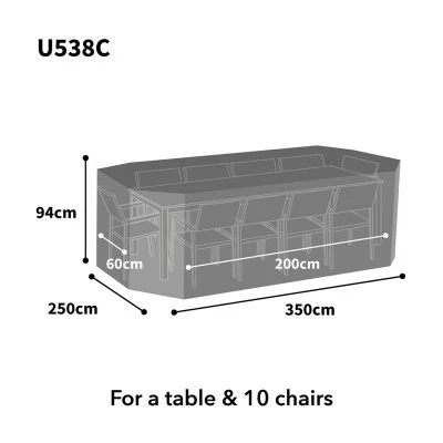 Bosmere Ultimate Protector Outdoor Furniture Cover for Giant 8/10 Seater Dining Set - 350cm x 250cm - Image 2