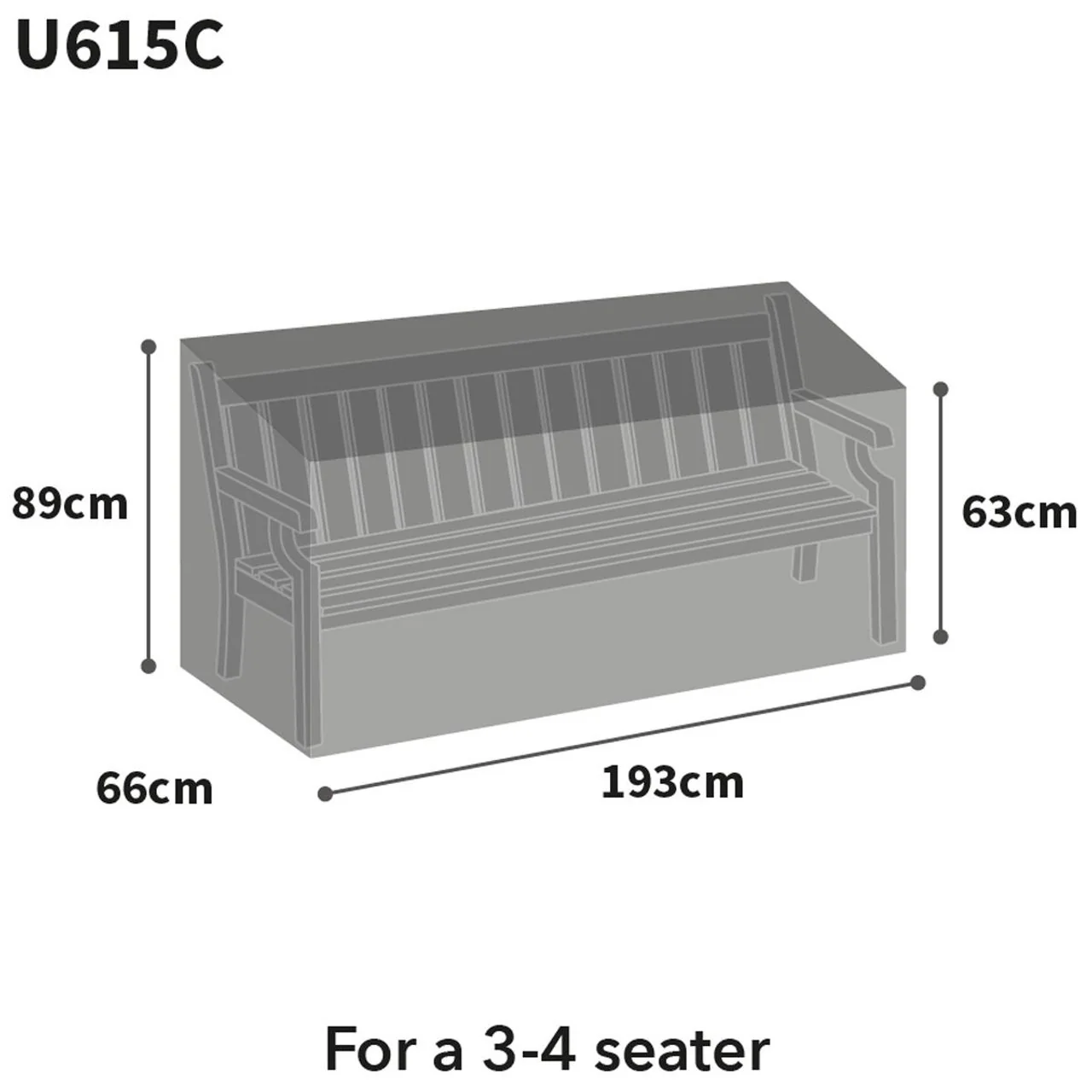 Bosmere Ultimate Protector Outdoor Furniture Cover For Large Bench/Bistro Set W193cm x D66cm x H89cm - Image 2