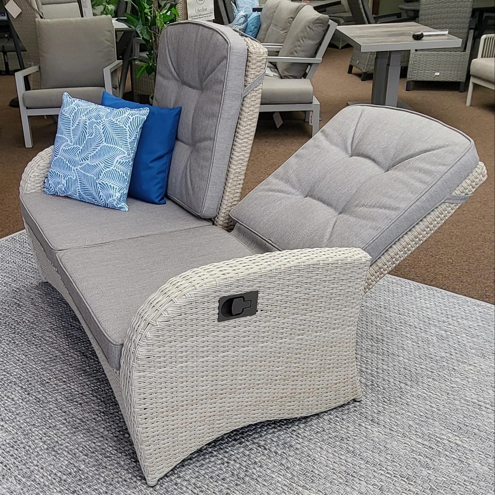 Bowness Outdoor Reclining 2 Seat Sofa in Natural | Vila - Image 2