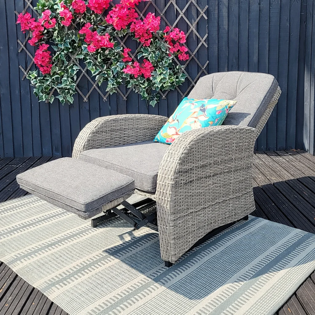 Bowness Rocking and Reclining Outdoor Chair in Grey | Vila - Image 3
