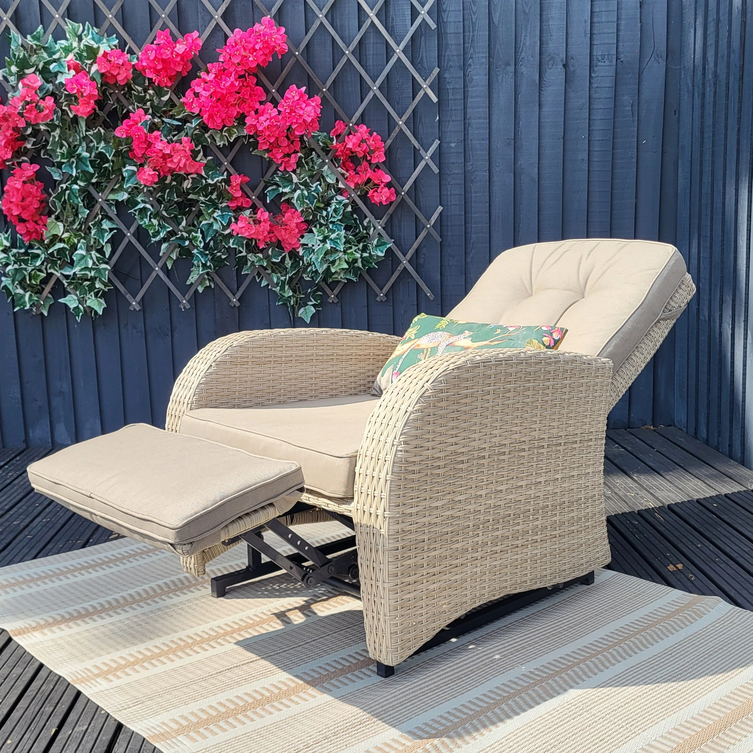 Bowness Rocking and Reclining Outdoor Chair in Natural | Vila - Image 5