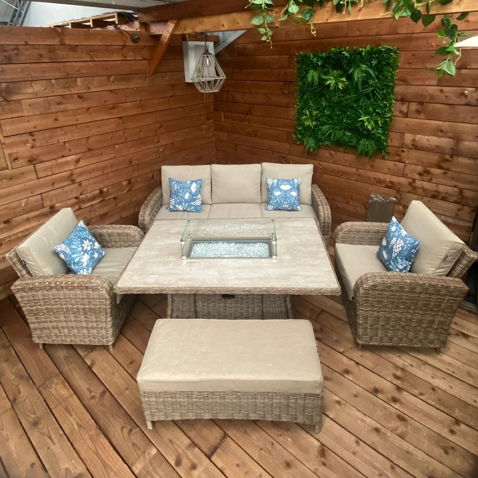 Cotswold Outdoor Lounge Set with Firepit in Heather Beige | Harbo - Image 4