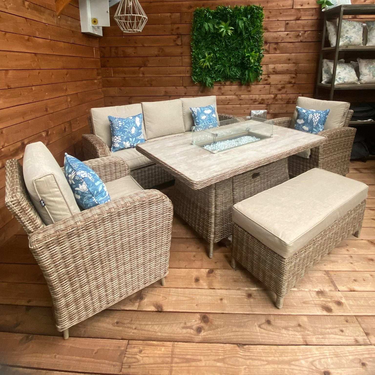 Cotswold Outdoor Lounge Set with Firepit in Heather Beige | Harbo - Image 5