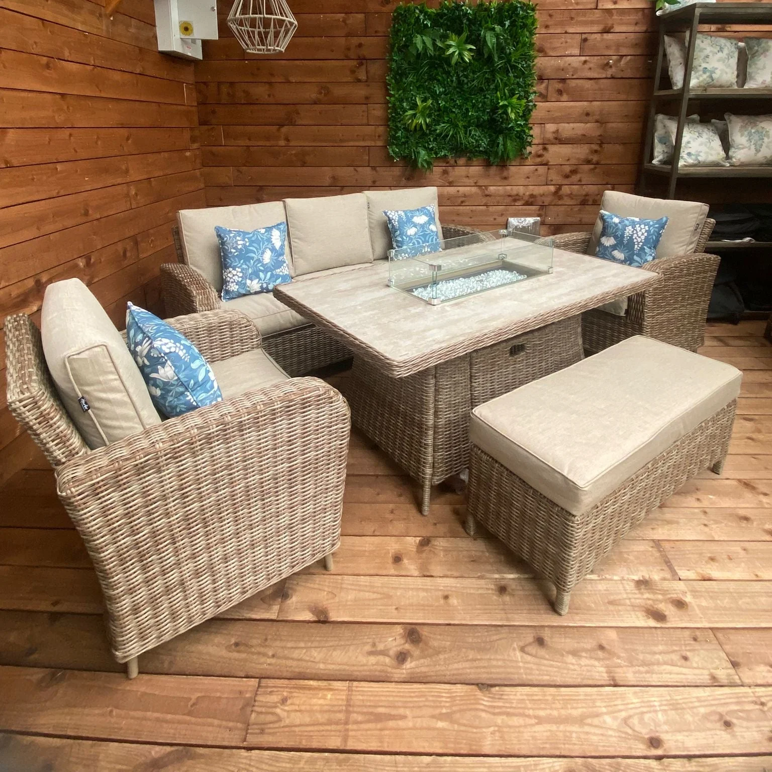 Cotswold Outdoor Lounge Set with Firepit in Heather Beige | Harbo - Image 7