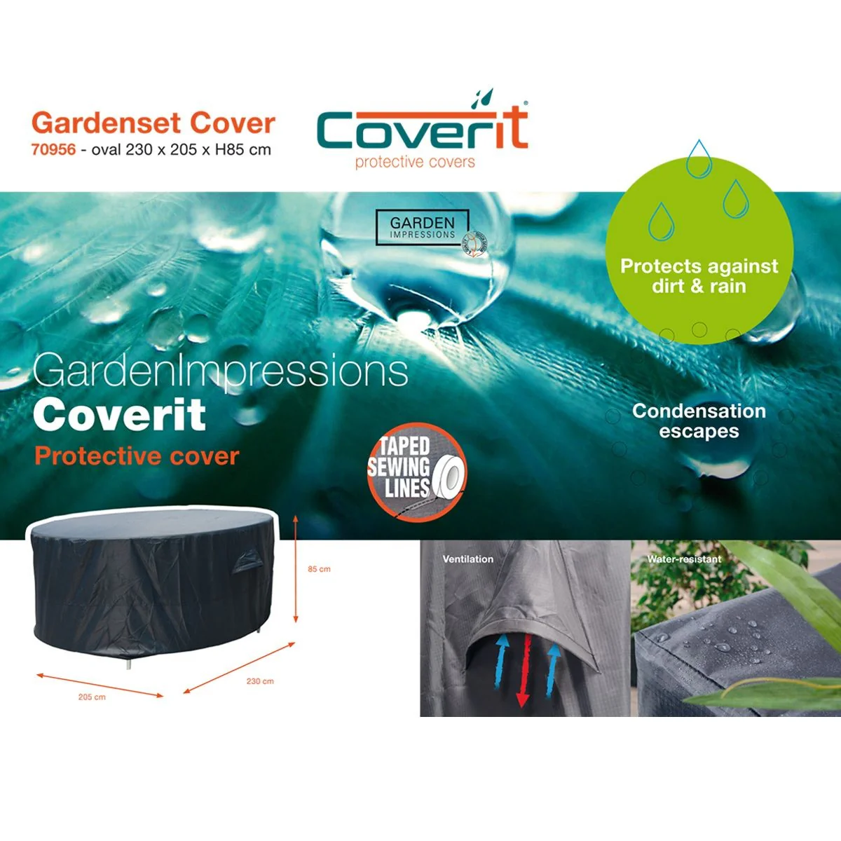 Coverit Dining Set Oval 230cm x 205cm x H85cm
