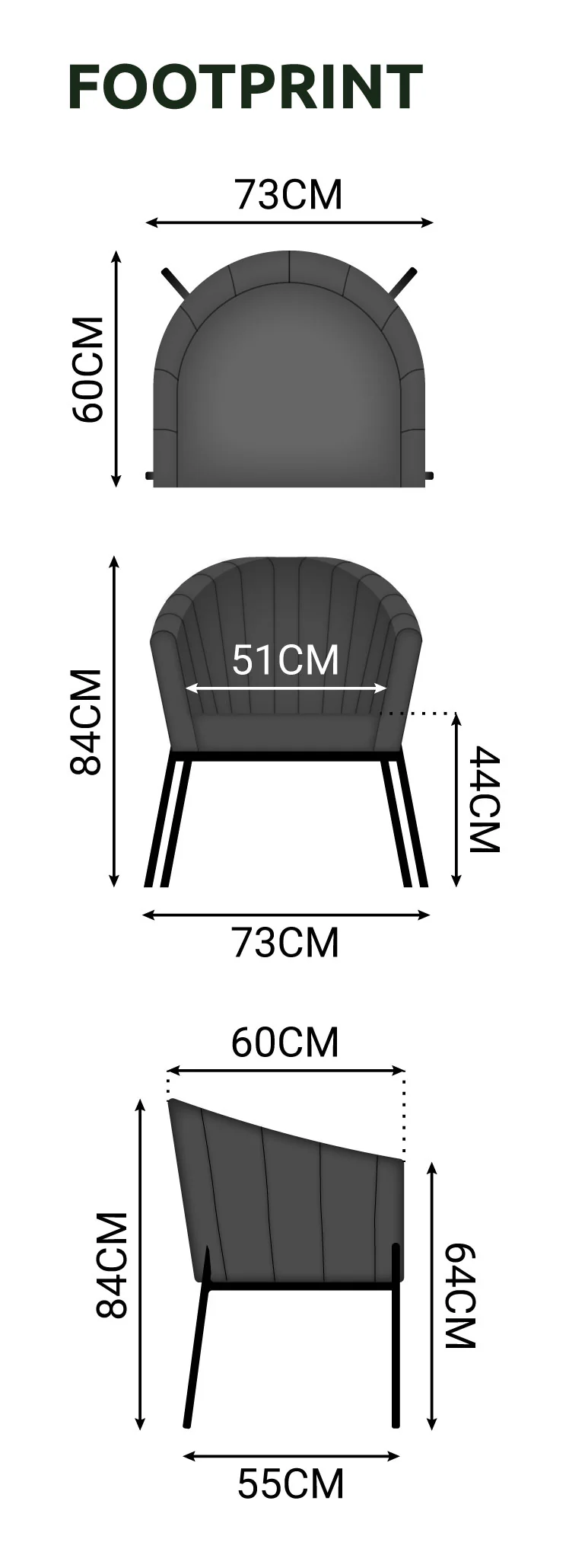 Edge Outdoor Fabric Dining Chairs, Set of 2 in Light Grey | Nova - Image 6