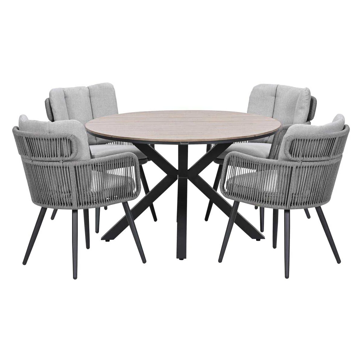 Edison 4 Seat Round Dining Table with Grey Linares Chairs | Garden Impressions - Image 3
