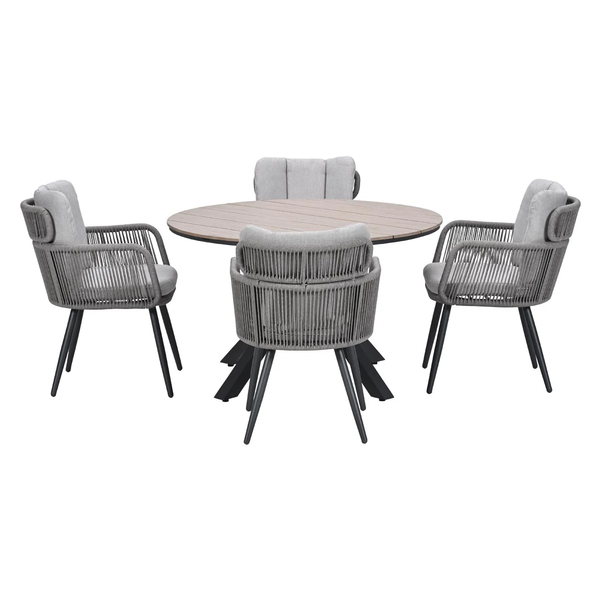 Edison 4 Seat Round Dining Table with Grey Linares Chairs | Garden Impressions - Image 4