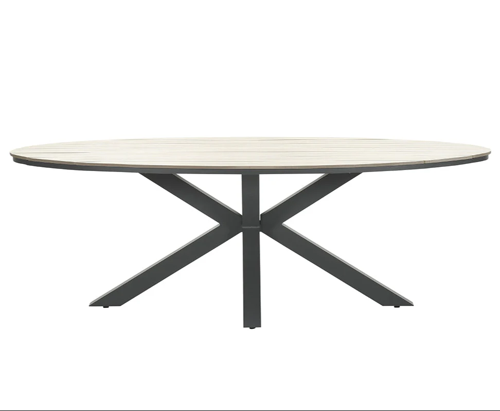 Edison 6 Seat Oval Dining Set with Grey Linares Chairs | Garden Impressions - Image 3