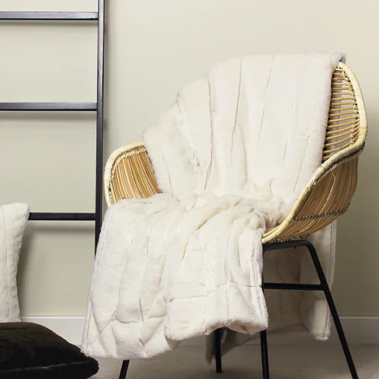 Garden Furniture Accessories - Empress Faux Fur Throw - Cream