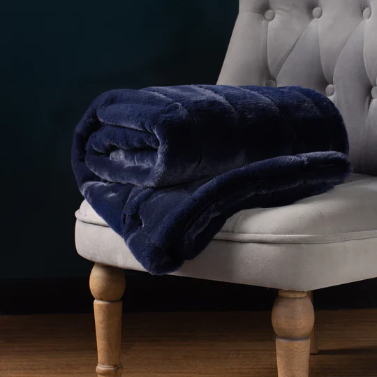 Garden Furniture Accessories - Empress Faux Fur Throw - Navy