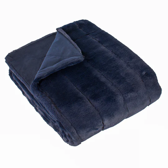 Garden Furniture Accessories - Empress Faux Fur Throw - Navy - Image 2