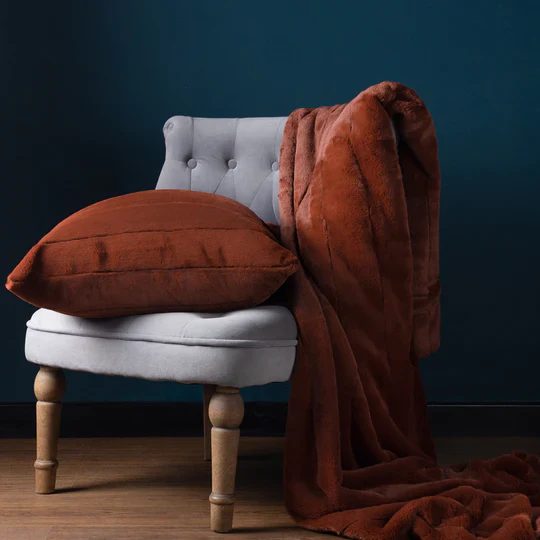 Garden Furniture Accessories - Empress Faux Fur Throw - Rust - Image 2