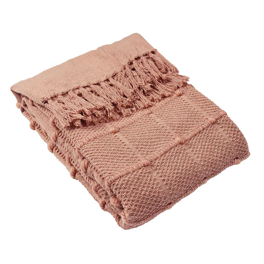 Garden Furniture Accessories - Motti Woven Tufted Stripe Throw - Blush - Image 2