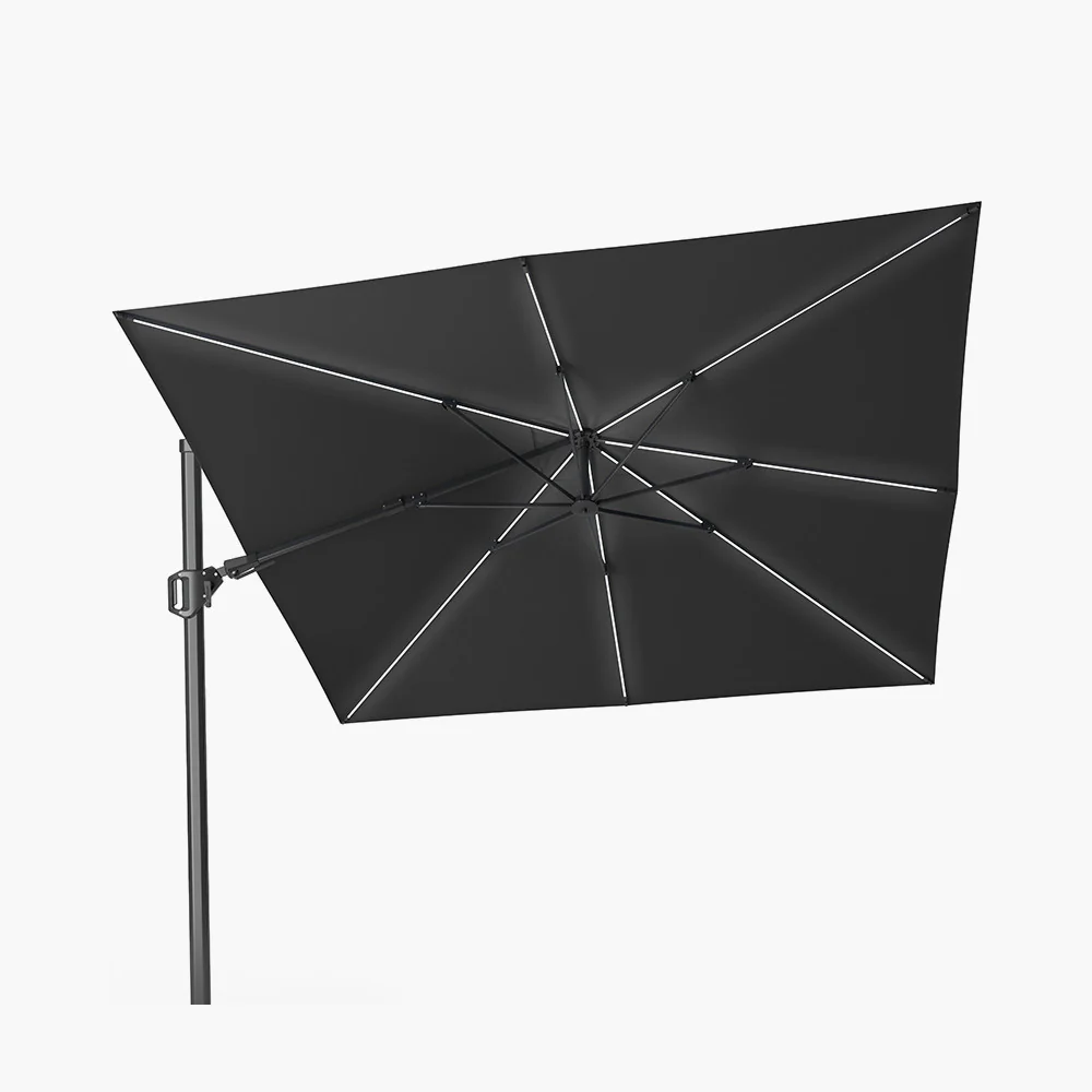 Glow Challenger T2 Cantilever Parasol - 3m Square Faded Black | Pacific Lifestyle