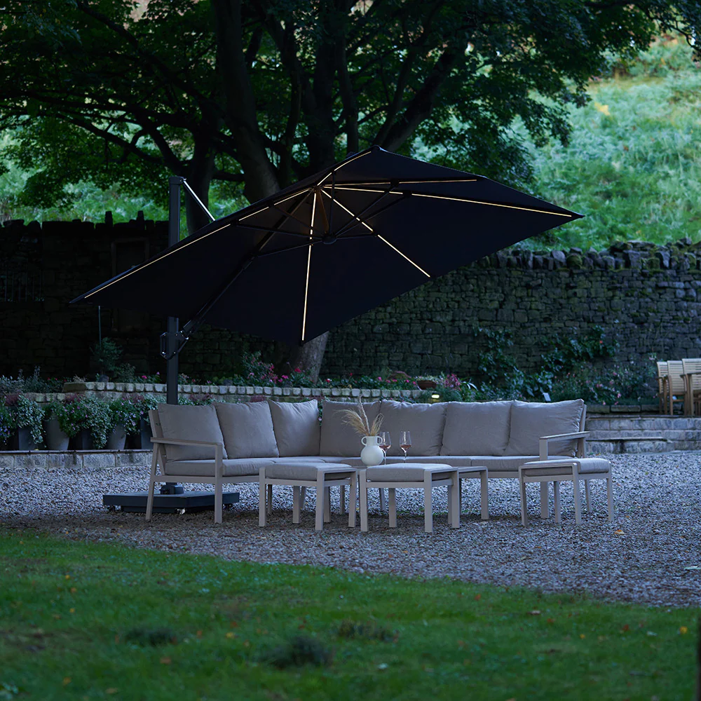 Glow Challenger T2 Cantilever Parasol - 3m Square Faded Black | Pacific Lifestyle - Image 2