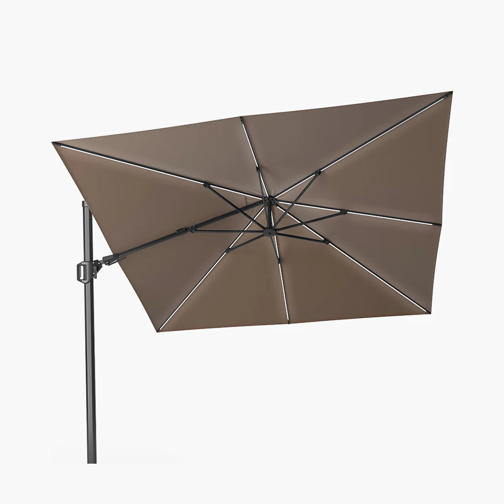 Glow Challenger T2 Cantilever Parasol - 3m Square Taupe | Pacific Lifestyle