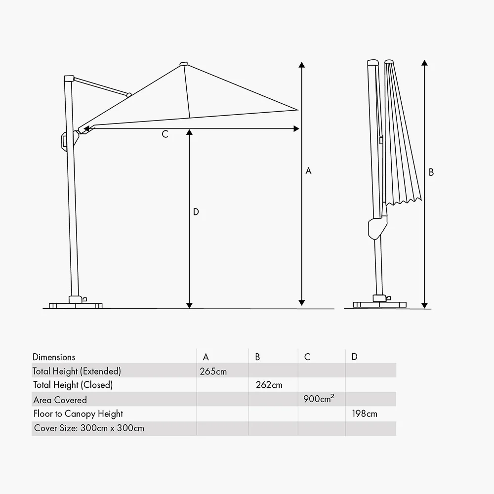 Glow Challenger T2 Cantilever Parasol - 3m Square Sandstone / Champagne | Pacific Lifestyle - Image 7
