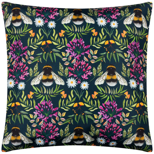 House of Bloom Zinnia Bee Scatter Cushion - Navy - Image 4