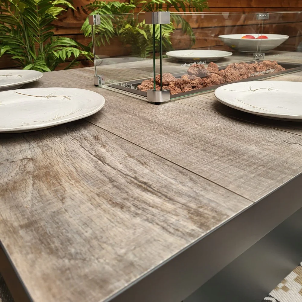 Rectangular Gas Firepit Table in Grey - Triton By Vila - Image 2