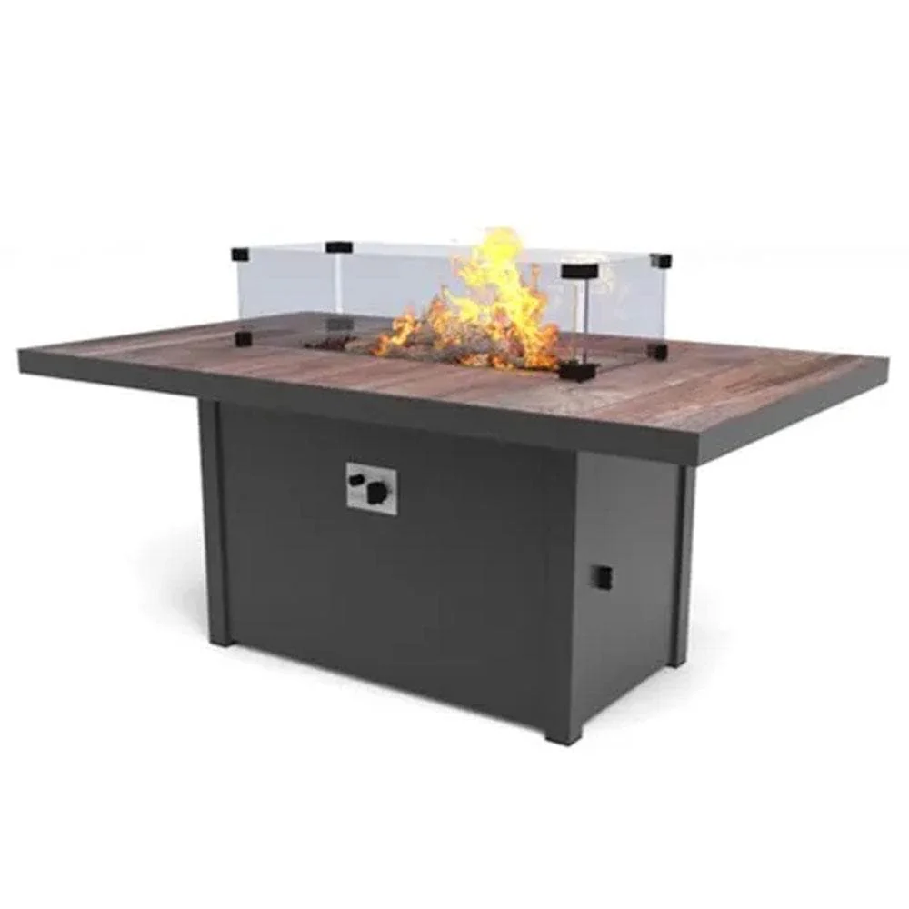 Rectangular Gas Firepit Table in Grey - Triton By Vila - Image 5