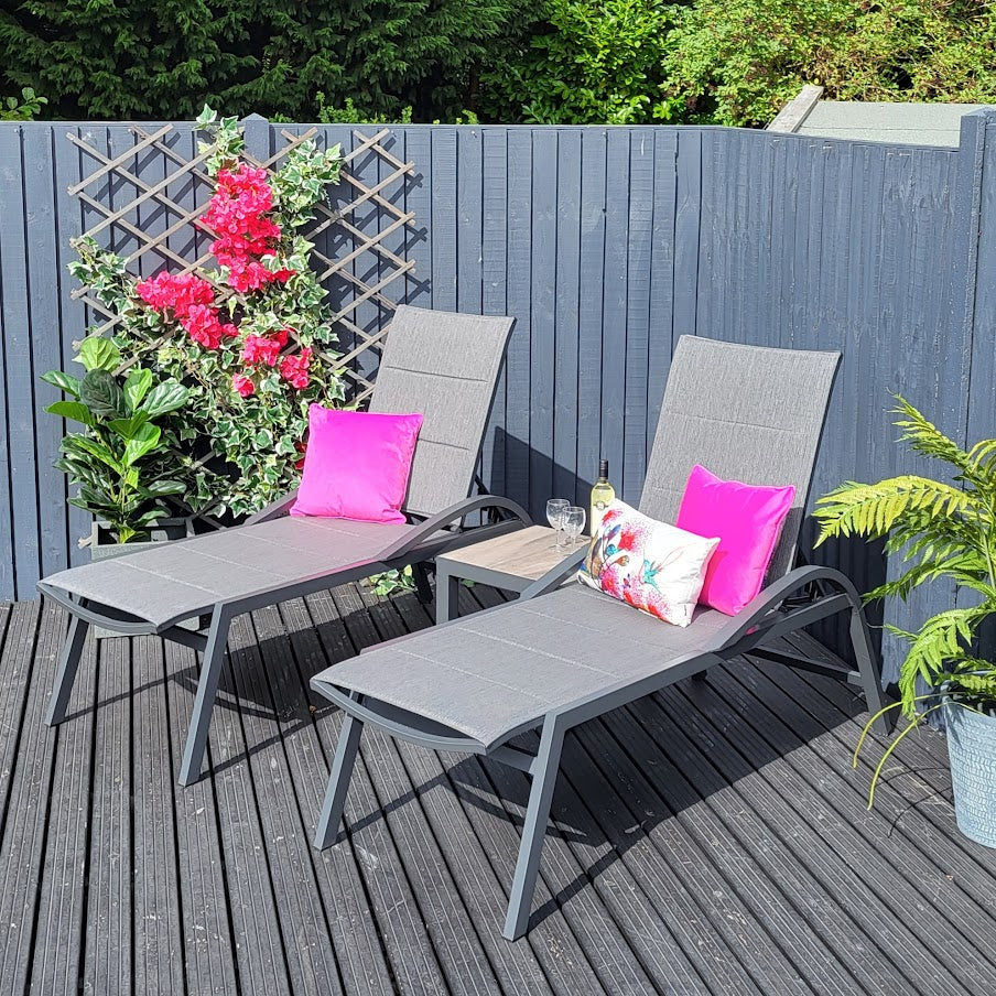Triton Reclining Sun loungers with Ceramic Top Side Table | Vila - Image 2