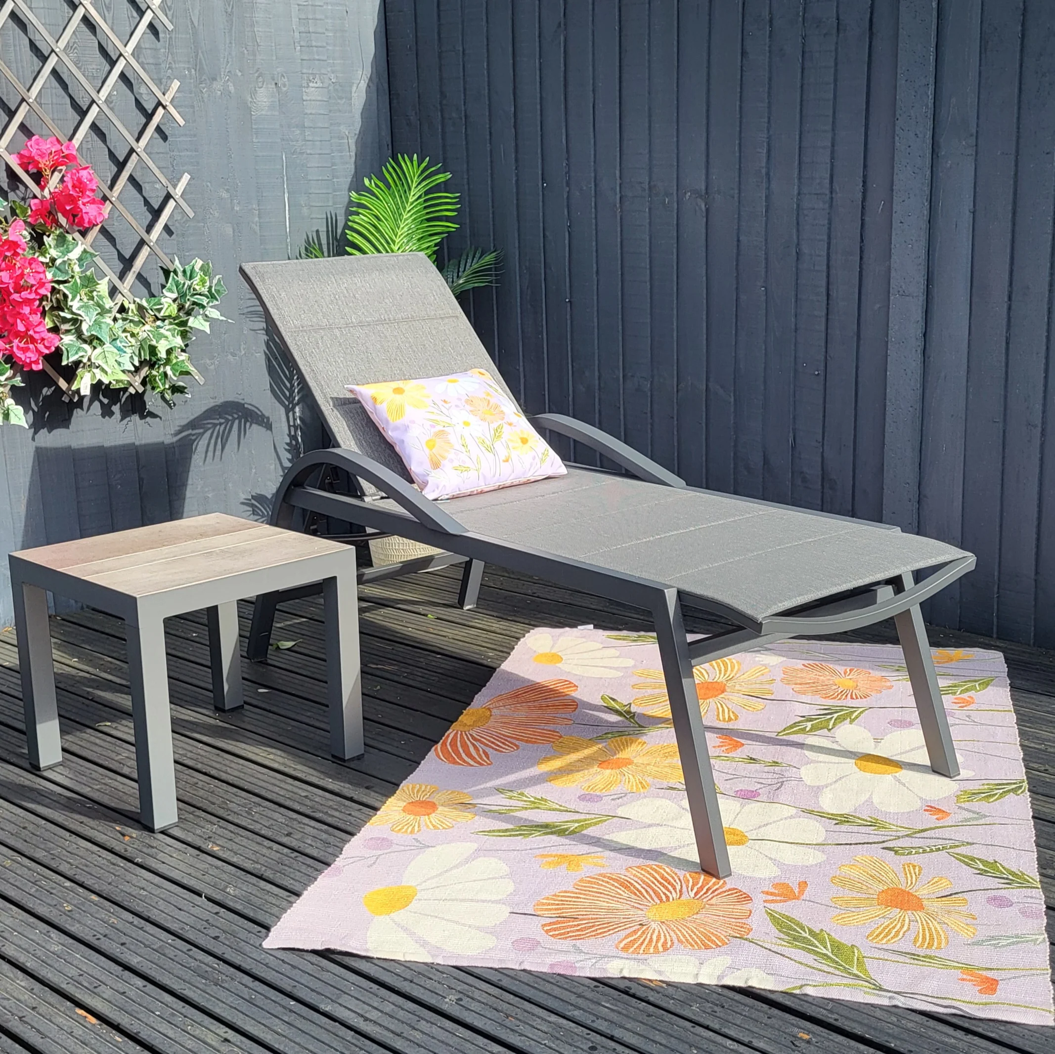 Triton Reclining Sun loungers with Ceramic Top Side Table | Vila - Image 6