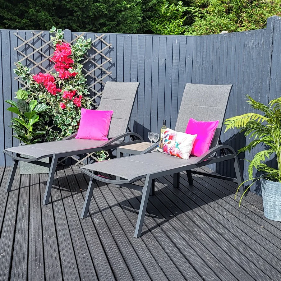 Triton Reclining Sun loungers with Ceramic Top Side Table | Vila - Image 7