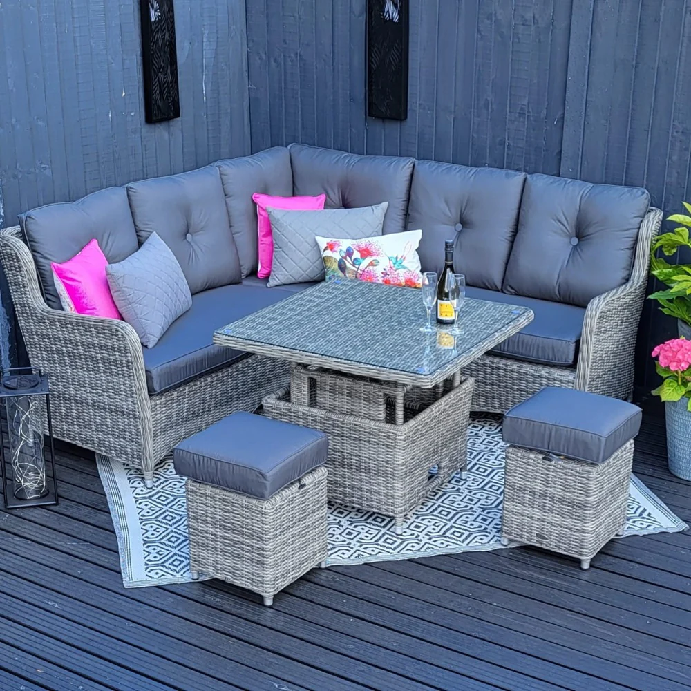 Seville Compact Corner with Adjustable Table in Grey | Katie Blake (Free Cover) - Image 5