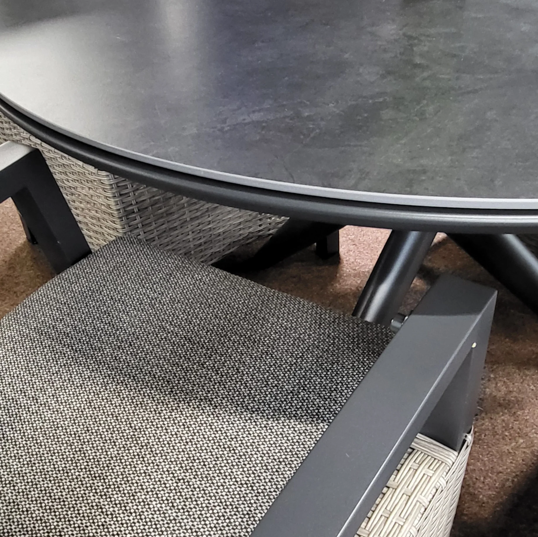 Kendal 4 Seat 120cm Sintered Stone Round Dining - Grey with All Weather Cushions in Pewter | Vila - Image 3