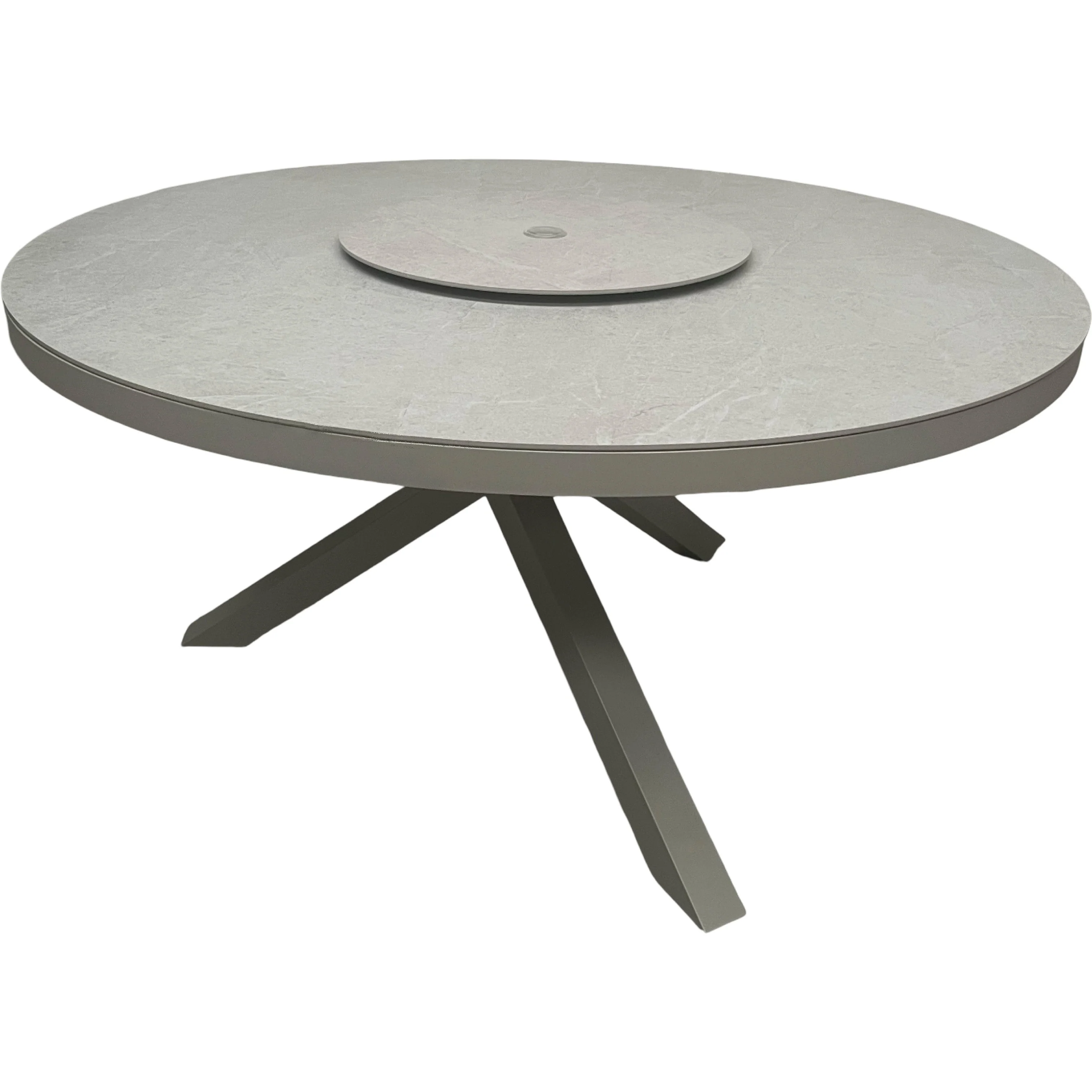 Outdoor Round 150cm Sintered Stone Table In Natural with Lazy Susan - Kendal By Vila