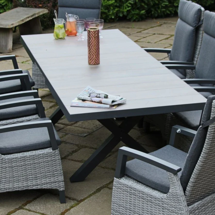 Outdoor Dining 10 Seat Reclining and Extending in Grey - Kendal By Vila - Image 3