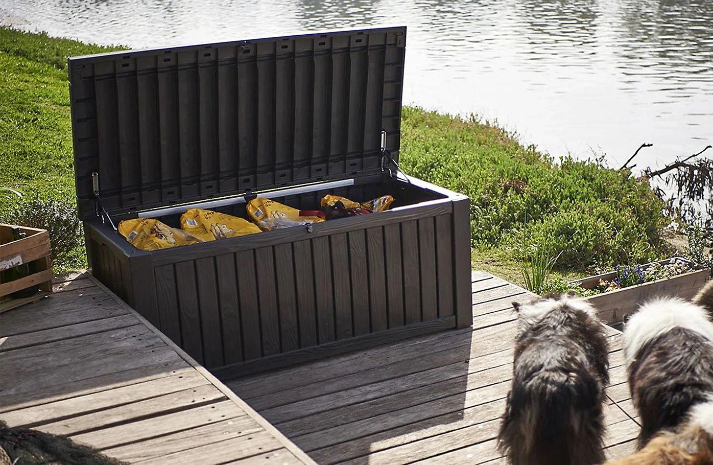 Keter Rockwood Cushion Box 570L BROWN | Norfolk Leisure - Image 3