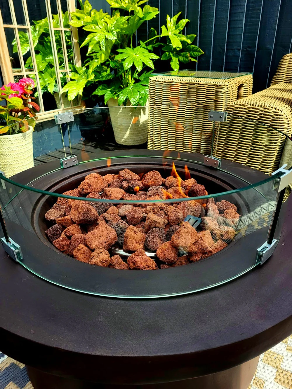 San Antonio Gas Firepit Bowl in Brown - FREE Wind Guard - Image 2