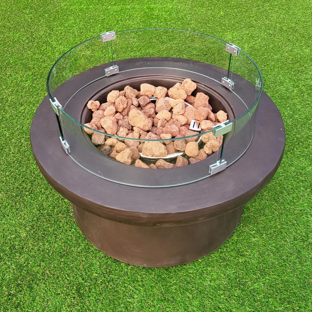 San Antonio Gas Firepit Bowl in Brown - FREE Wind Guard - Image 3