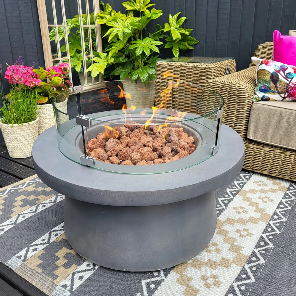 San Antonio Gas Firepit Bowl in Grey - FREE Wind Guard - Image 3